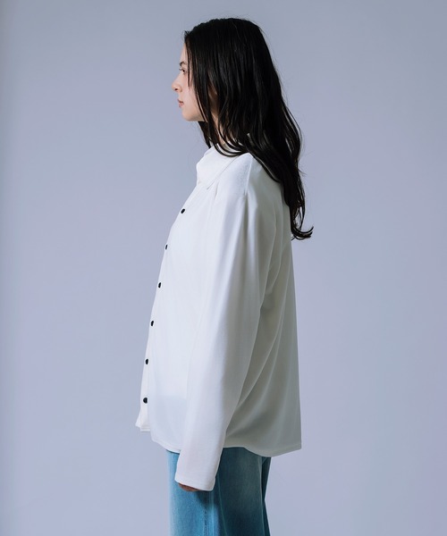 improves（インプローブス）の「【Unisex】ベロア素材 ショート シャツ カーディガン（シャツ/ブラウス・メンズ・ブラック/オフホワイト/ダークブラウン・MEDIUM/LARGE）」の13枚目の写真