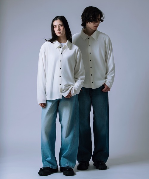 improves（インプローブス）の「【Unisex】ベロア素材 ショート シャツ カーディガン（シャツ/ブラウス・メンズ・ブラック/オフホワイト/ダークブラウン・MEDIUM/LARGE）」の15枚目の写真