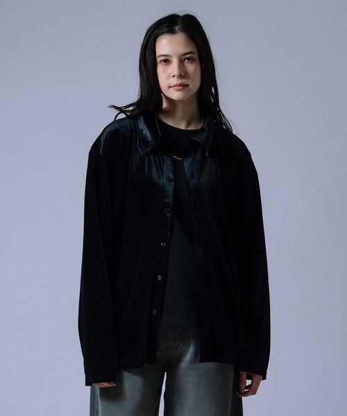 improves（インプローブス）の「【Unisex】ベロア素材 ショート シャツ カーディガン（シャツ/ブラウス・メンズ・ブラック/オフホワイト/ダークブラウン・MEDIUM/LARGE）」の19枚目の写真