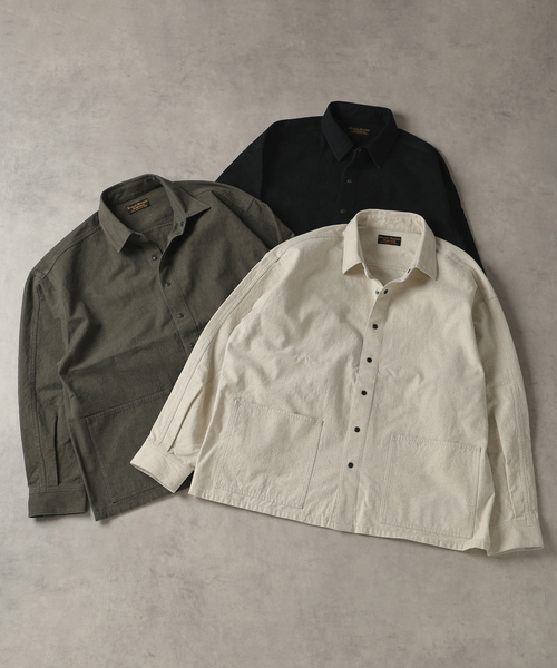 JOURNAL STANDARD J.S HOMESTEAD（ジャーナルスタンダードホームステッド）の「J.S.Homestead / ウエスト ポケット ショート シャツ “短丈”（シャツ/ブラウス・メンズ・ブラック/アイボリー/カーキ・MEDIUM/LARGE）」の4枚目の写真