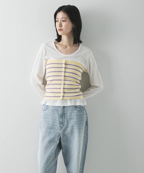 URBAN RESEARCH（アーバンリサーチ）の「マルチボーダーニットビスチェ（ニット/セーター・レディース・イエロー系その他/レッド系その他/ブルー系その他・FREE）」の3枚目の写真