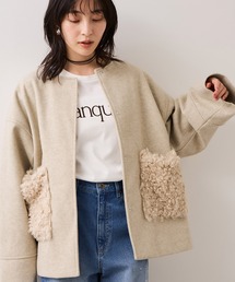 VIS（ビス）の「【WEB限定】ボアポケットノーカラーコート（その他アウター）」