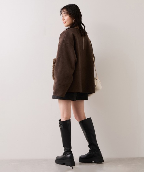 VIS（ビス）の「【WEB限定】ボアポケットノーカラーコート（その他アウター・レディース・キナリ/ダークブラウン/チャコールグレー・FREE）」の9枚目の写真