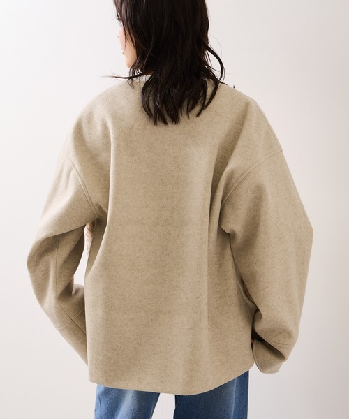 VIS（ビス）の「【WEB限定】ボアポケットノーカラーコート（その他アウター・レディース・キナリ/ダークブラウン/チャコールグレー・FREE）」の11枚目の写真