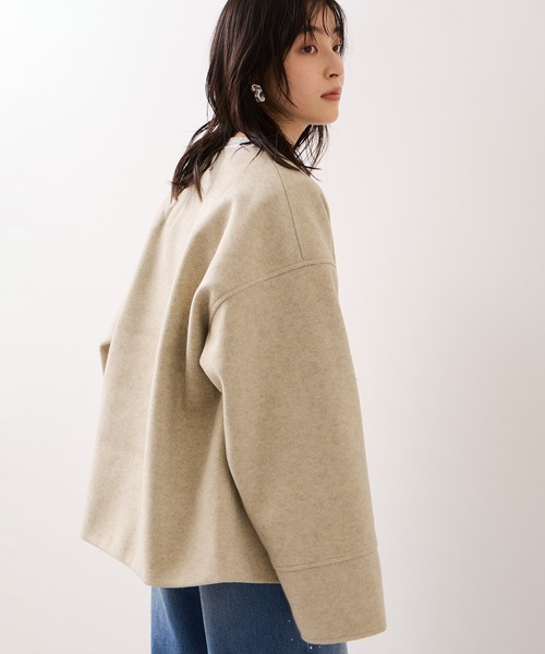 VIS（ビス）の「【WEB限定】ボアポケットノーカラーコート（その他アウター・レディース・キナリ/ダークブラウン/チャコールグレー・FREE）」の12枚目の写真