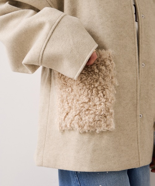 セール】【WEB限定】ボアポケットノーカラーコート（その他アウター