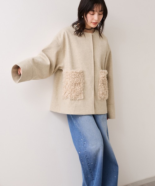 VIS（ビス）の「【WEB限定】ボアポケットノーカラーコート（その他アウター・レディース・キナリ/ダークブラウン/チャコールグレー・FREE）」の17枚目の写真