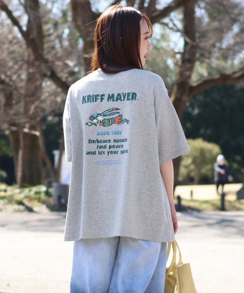 KRIFF MAYER Lady's Collection(クリフメイヤーレディースコレクション)の「【汗染み防止・撥水】ウェットプロテクトゆるT(ラビット)(Tシャツ/カットソー・レディース・チャコール/マスタード/ネイビー/カラフル/オフホワイト/グレー/ブルー・MEDIUM/LARGE)」の1枚目の写真
