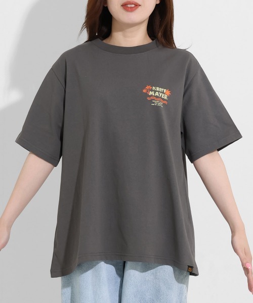 KRIFF MAYER Lady's Collection(クリフメイヤーレディースコレクション)の「【汗染み防止・撥水】ウェットプロテクトゆるT(ラビット)(Tシャツ/カットソー・レディース・チャコール/マスタード/ネイビー/カラフル/オフホワイト/グレー/ブルー・MEDIUM/LARGE)」の9枚目の写真