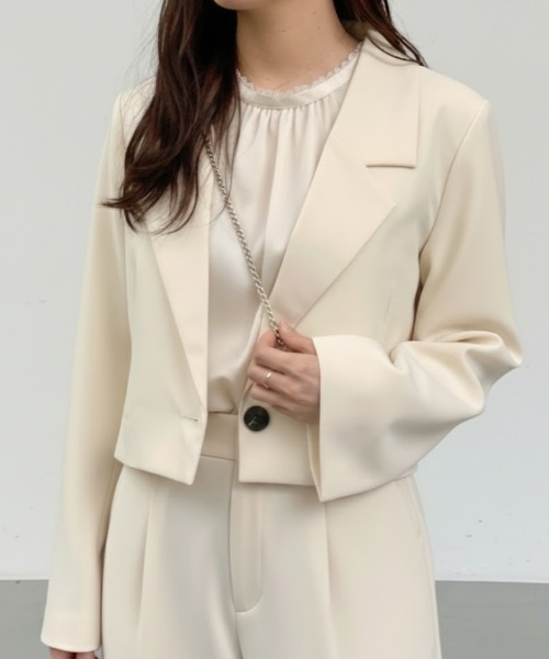 セール】【26年春夏新作】クロップドショート丈シングルテーラード