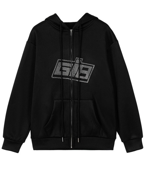 NANEA(ナネア)の「裏起毛 ラインストーンジップアップパーカー(パーカー・レディース・ブラック/ホワイト・X-LARGE/LARGE/MEDIUM/SMALL)」の7枚目の写真