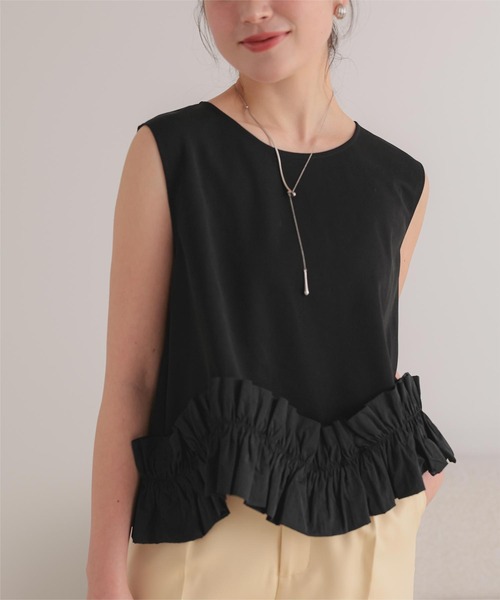 titivate(ティティベイト)の「ホイップフリルヘムトップス(Tシャツ/カットソー・レディース・ネイビー/ブラック/オフホワイト・L/M/S)」の21枚目の写真