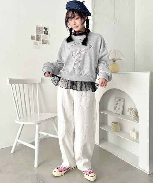 SOLLON.(ソルロン)の「ドットチュールフリルハイネックトップス(Tシャツ/カットソー・レディース・ホワイト/アイボリー/ブラック・FREE)」の8枚目の写真