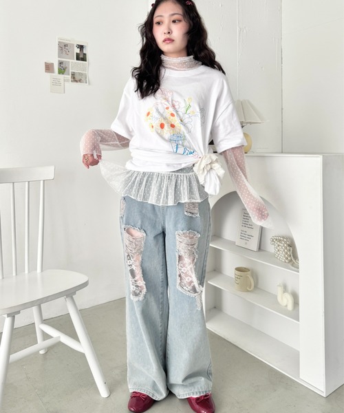 SOLLON.(ソルロン)の「ドットチュールフリルハイネックトップス(Tシャツ/カットソー・レディース・ホワイト/アイボリー/ブラック・FREE)」の17枚目の写真