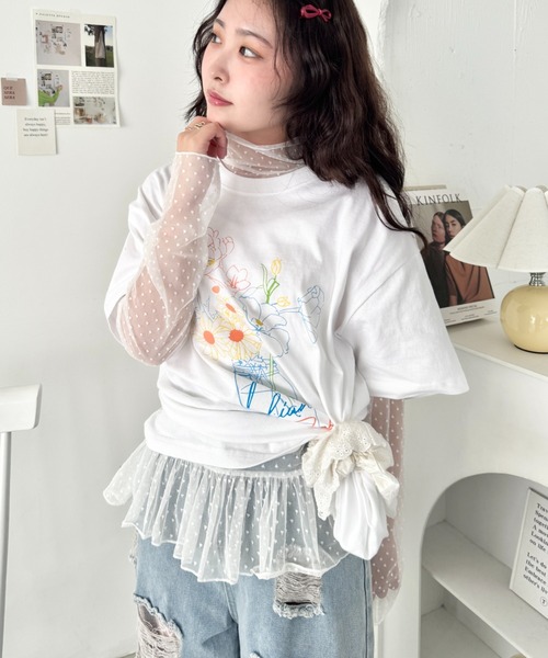 SOLLON.(ソルロン)の「ドットチュールフリルハイネックトップス(Tシャツ/カットソー・レディース・ホワイト/アイボリー/ブラック・FREE)」の15枚目の写真