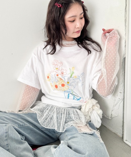 SOLLON.(ソルロン)の「ドットチュールフリルハイネックトップス(Tシャツ/カットソー・レディース・ホワイト/アイボリー/ブラック・FREE)」の14枚目の写真