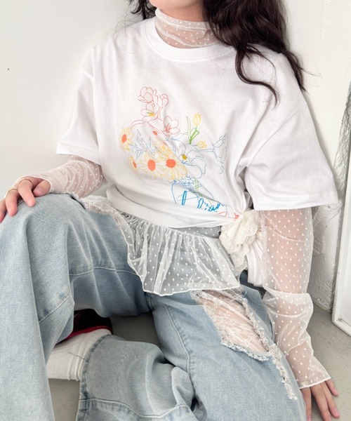 SOLLON.(ソルロン)の「ドットチュールフリルハイネックトップス(Tシャツ/カットソー・レディース・ホワイト/アイボリー/ブラック・FREE)」の13枚目の写真