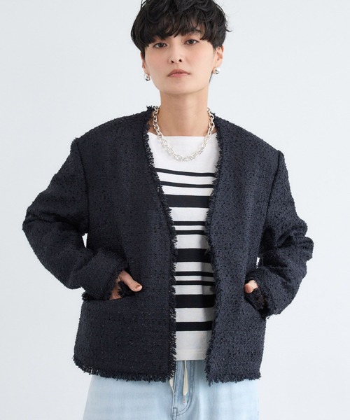 BARNYARDSTORM / フラッグヤーンツイードジャケット（ノーカラー