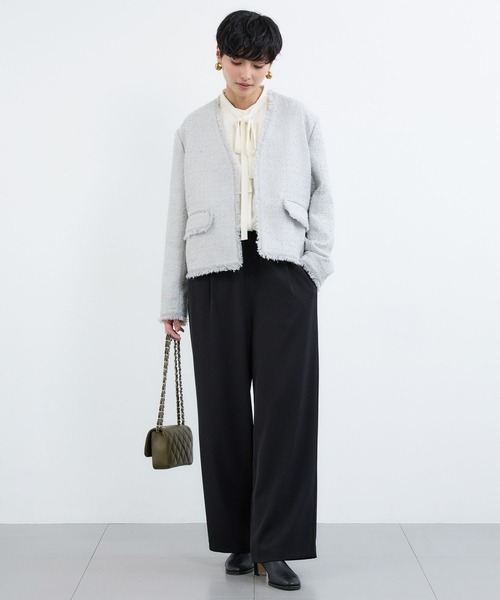 BARNYARDSTORM(バンヤードストーム)の「BARNYARDSTORM / フラッグヤーンツイードジャケット(ノーカラージャケット・レディース・ライトグレー/ブラック・S/M)」の17枚目の写真