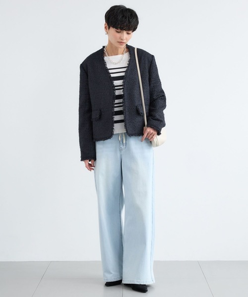 BARNYARDSTORM(バンヤードストーム)の「BARNYARDSTORM / フラッグヤーンツイードジャケット(ノーカラージャケット・レディース・ライトグレー/ブラック・S/M)」の21枚目の写真