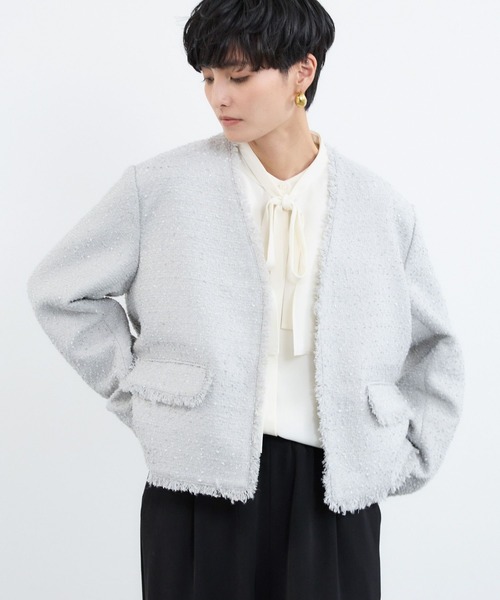 BARNYARDSTORM / フラッグヤーンツイードジャケット（ノーカラー