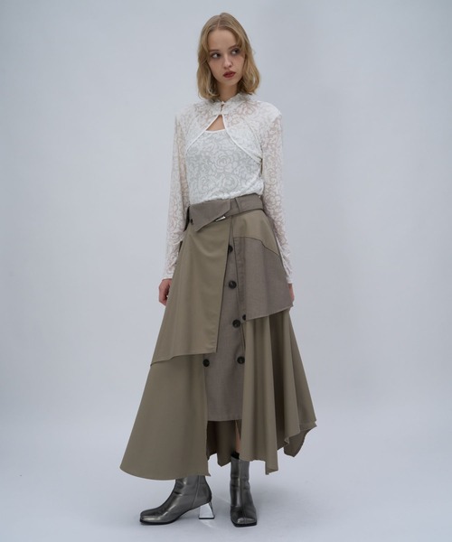 HARE（ハレ）の「フロッキーチャイナシアーカットソー(HARE)（Tシャツ/カットソー・レディース・ブルー/ブラック/ホワイト・FREE）」の4枚目の写真