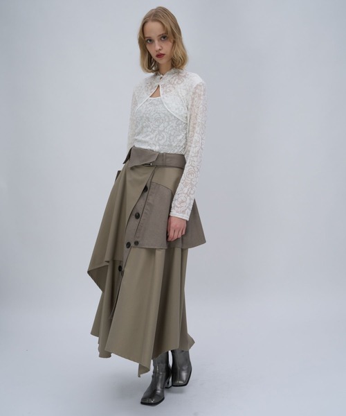 HARE（ハレ）の「フロッキーチャイナシアーカットソー(HARE)（Tシャツ/カットソー・レディース・ブルー/ブラック/ホワイト・FREE）」の5枚目の写真