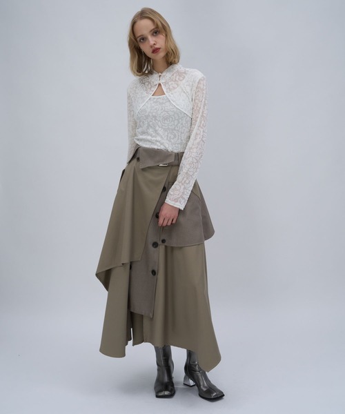 HARE（ハレ）の「フロッキーチャイナシアーカットソー(HARE)（Tシャツ/カットソー・レディース・ブルー/ブラック/ホワイト・FREE）」の6枚目の写真