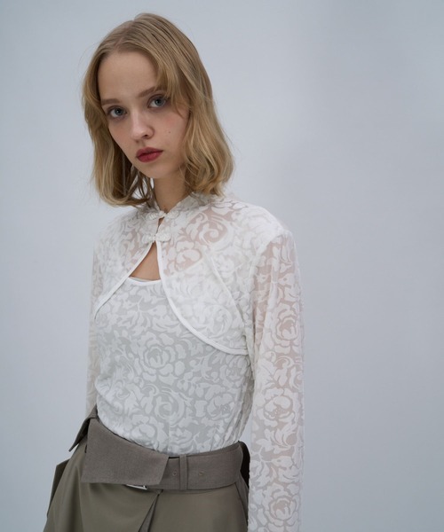 HARE（ハレ）の「フロッキーチャイナシアーカットソー(HARE)（Tシャツ/カットソー・レディース・ブルー/ブラック/ホワイト・FREE）」の12枚目の写真