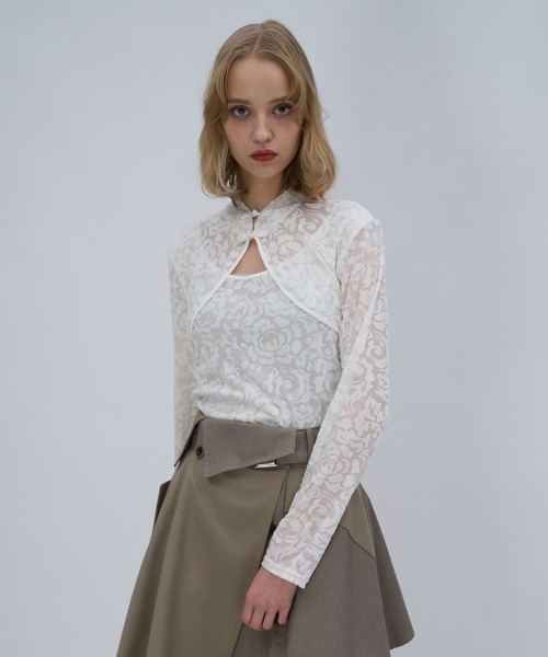 HARE（ハレ）の「フロッキーチャイナシアーカットソー(HARE)（Tシャツ/カットソー・レディース・ブルー/ブラック/ホワイト・FREE）」の13枚目の写真