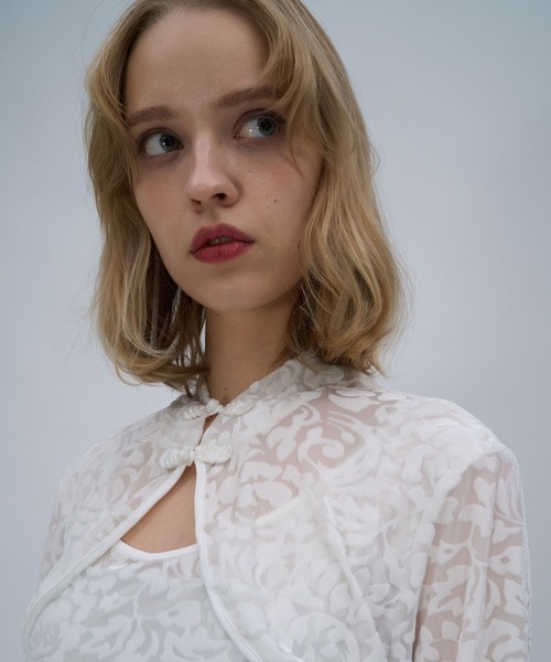 HARE（ハレ）の「フロッキーチャイナシアーカットソー(HARE)（Tシャツ/カットソー・レディース・ブルー/ブラック/ホワイト・FREE）」の18枚目の写真