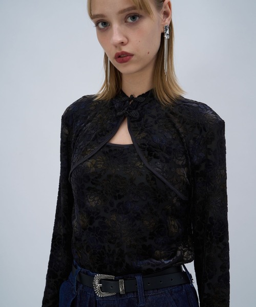 HARE（ハレ）の「フロッキーチャイナシアーカットソー(HARE)（Tシャツ/カットソー・レディース・ブルー/ブラック/ホワイト・FREE）」の21枚目の写真