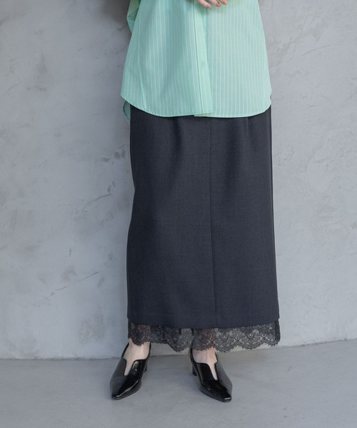 A part by(アパートバイ)の「LNTレースツキストレートスカート(スカート・レディース・ブラック系その他2/ネイビー/ベージュ・SMALL/MEDIUM)」の1枚目の写真