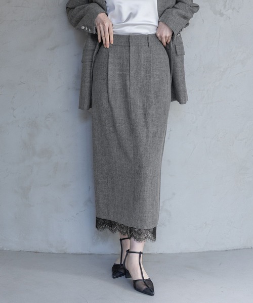 A part by(アパートバイ)の「LNTレースツキストレートスカート(スカート・レディース・ブラック系その他2/ネイビー/ベージュ・SMALL/MEDIUM)」の2枚目の写真