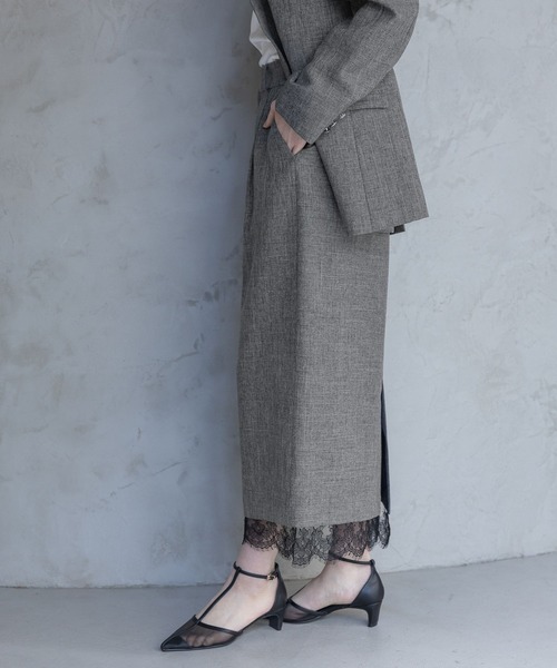 A part by(アパートバイ)の「LNTレースツキストレートスカート(スカート・レディース・ブラック系その他2/ネイビー/ベージュ・SMALL/MEDIUM)」の7枚目の写真