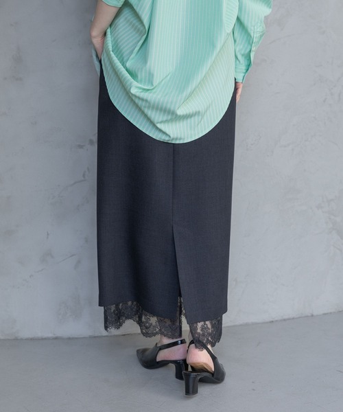 A part by(アパートバイ)の「LNTレースツキストレートスカート(スカート・レディース・ブラック系その他2/ネイビー/ベージュ・SMALL/MEDIUM)」の12枚目の写真