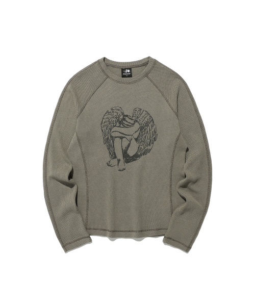 NICE GHOST CLUB(ナイスゴーストクラブ)の「CRYING ANGEL WAFFLE L/S TEE_BEIGE(NG2EFUT556A)(Tシャツ/カットソー・レディース・その他・S/M/L)」の1枚目の写真