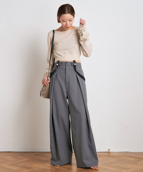 PROVOKE (プロヴォーク)の「【PROVOKE/プロヴォーク】suspenders tuck pants(スラックス・レディース・ブラック/チャコールグレー・36/38)」の5枚目の写真