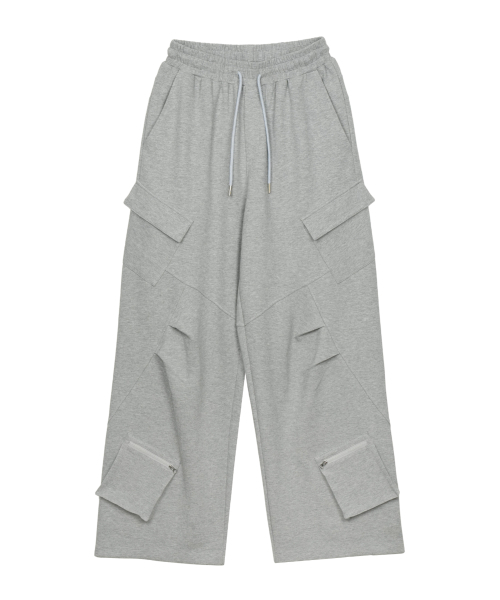 FDR(エフディーアール)の「Slant Pleats Multi Cargo Sweat Pants M.Gray(スウェットパンツ・レディース・ヘザーグレー・LARGE/SMALL)」の16枚目の写真