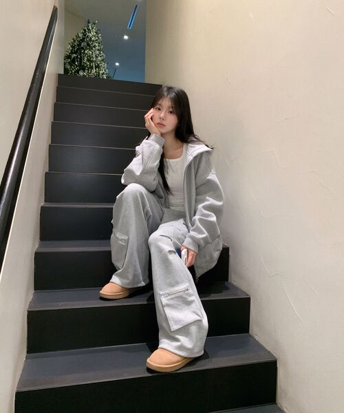 FDR(エフディーアール)の「Slant Pleats Multi Cargo Sweat Pants M.Gray(スウェットパンツ・レディース・ヘザーグレー・LARGE/SMALL)」の19枚目の写真