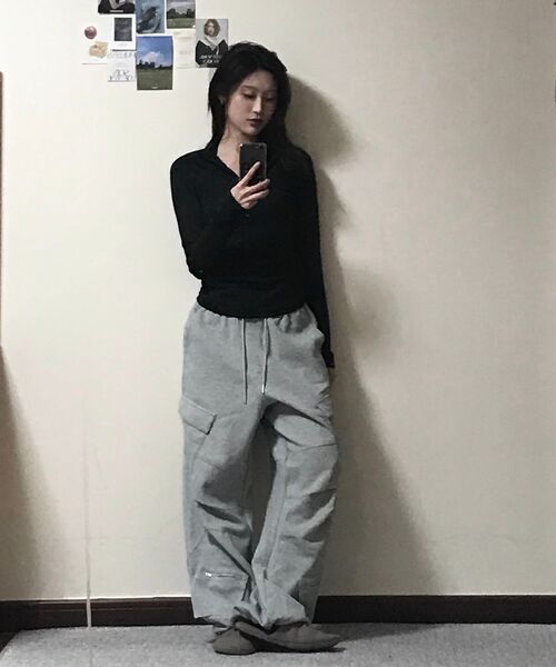FDR(エフディーアール)の「Slant Pleats Multi Cargo Sweat Pants M.Gray(スウェットパンツ・レディース・ヘザーグレー・LARGE/SMALL)」の20枚目の写真