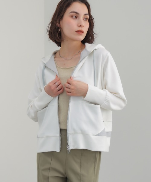 Bou Jeloud（ブージュルード）の「裾レイヤードバックラインジップパーカー（パーカー・レディース・ベージュ/ブラック/オフホワイト・FREE）」の7枚目の写真