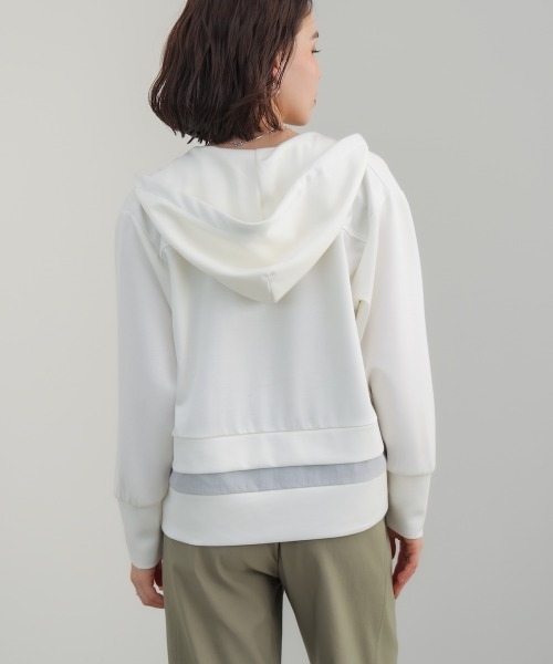 Bou Jeloud（ブージュルード）の「裾レイヤードバックラインジップパーカー（パーカー・レディース・ベージュ/ブラック/オフホワイト・FREE）」の8枚目の写真