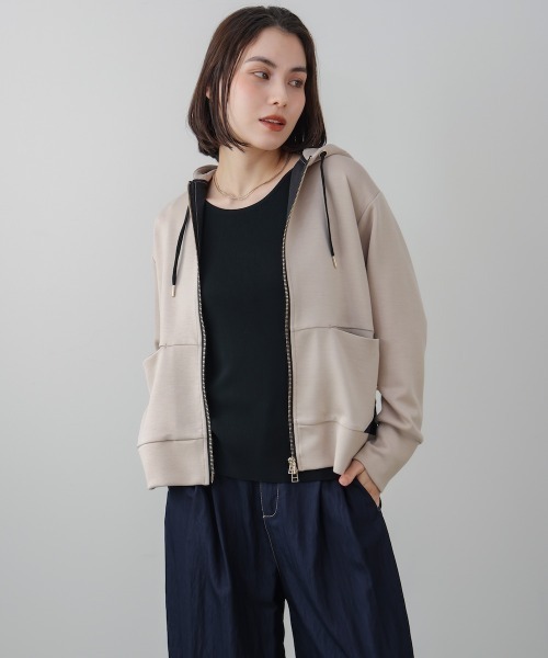 Bou Jeloud（ブージュルード）の「裾レイヤードバックラインジップパーカー（パーカー・レディース・ベージュ/ブラック/オフホワイト・FREE）」の20枚目の写真