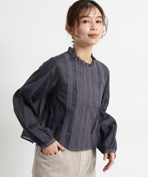 studio CLIP（スタディオクリップ）の「フロントレースブラウス（シャツ/ブラウス・レディース・ベージュ/ホワイト/スモーク・MEDIUM/LARGE）」の9枚目の写真