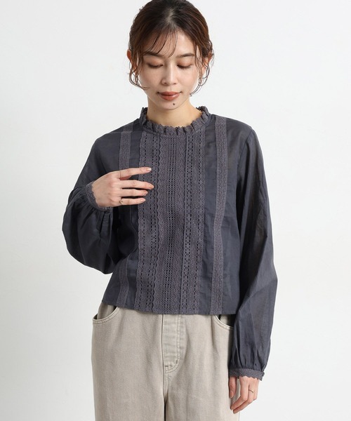 studio CLIP（スタディオクリップ）の「フロントレースブラウス（シャツ/ブラウス・レディース・ベージュ/ホワイト/スモーク・MEDIUM/LARGE）」の10枚目の写真