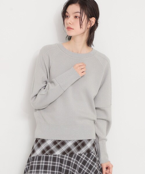 THE SHOP TK （ザ ショップ ティーケー ）の「【着丈が選べる】スウェットライクラメジャカードニット（ニット/セーター・レディース・ピンク/アイボリー/アイボリー系/グレー系/グレー/ピンク系1・99）」の3枚目の写真