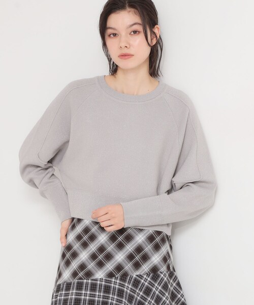 THE SHOP TK （ザ ショップ ティーケー ）の「【着丈が選べる】スウェットライクラメジャカードニット（ニット/セーター・レディース・ピンク/アイボリー/アイボリー系/グレー系/グレー/ピンク系1・99）」の2枚目の写真