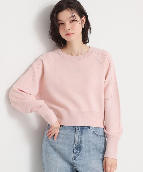 THE SHOP TK （ザ ショップ ティーケー ）の「【着丈が選べる】スウェットライクラメジャカードニット（ニット/セーター・レディース・ピンク/アイボリー/アイボリー系/グレー系/グレー/ピンク系1・99）」の5枚目の写真