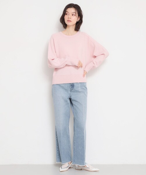 THE SHOP TK （ザ ショップ ティーケー ）の「【着丈が選べる】スウェットライクラメジャカードニット（ニット/セーター・レディース・ピンク/アイボリー/アイボリー系/グレー系/グレー/ピンク系1・99）」の8枚目の写真